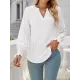 Elasticity Hollow Solid Color Long Sleeves Loose V-neck T-Shirts Tops