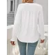 Elasticity Hollow Solid Color Long Sleeves Loose V-neck T-Shirts Tops