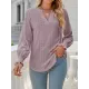 Elasticity Hollow Solid Color Long Sleeves Loose V-neck T-Shirts Tops