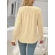 Elasticity Hollow Solid Color Long Sleeves Loose V-neck T-Shirts Tops