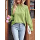 Elasticity Ruffled Solid Color Long Sleeves Ruffle Sleeves Mock Neck T-Shirts Tops