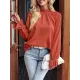 Elasticity Ruffled Solid Color Long Sleeves Ruffle Sleeves Mock Neck T-Shirts Tops