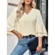 Solid Color Half Sleeves Loose V-Neck T-Shirts Tops