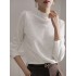 Hollow Jacquard Solid Color Long Sleeves T-Shirts Tops Knitwear