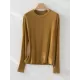 Solid Color Long Sleeves Round-neck Skinny T-Shirts Tops