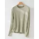 Solid Color Long Sleeves Round-neck Skinny T-Shirts Tops