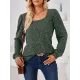 Solid Color Long Sleeves Loose Square-Neck T-Shirts Tops