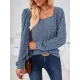 Solid Color Long Sleeves Loose Square-Neck T-Shirts Tops