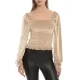 Elasticity Solid Color Velvet Long Sleeves Loose Square-Neck T-Shirts Tops