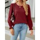 Elasticity Solid Color Long Sleeves Loose Round-Neck T-Shirts Tops