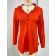 Buttoned Drawstring Hooded Solid Color Long Sleeves Loose V-Neck T-Shirts Tops