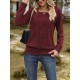 Colorful Solid Color Long Sleeves Loose Square-neck T-Shirts Tops