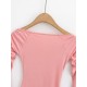 Pleated Solid Color Flared Sleeves Long Sleeves Boat Neck T-Shirts Tops