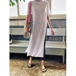 Casual Simple Split-Side Designed Long T-Shirt