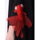 Red Goldfish Embroidered Loose Round Neck T-Shirt Dress