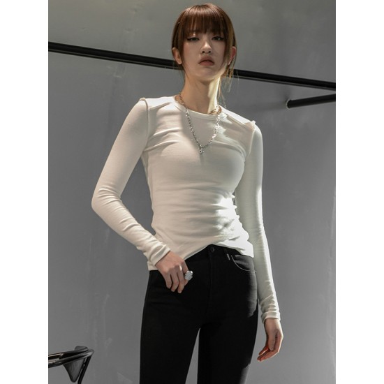 Simple Solid Color Round-Neck Long Sleeves T-Shirt