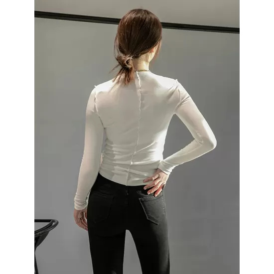 Simple Solid Color Round-Neck Long Sleeves T-Shirt