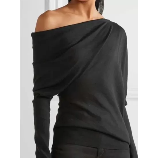 Urban Asymmetric One-Shoulder Long Sleeves T-Shirt Top