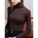 Simple 9 Colors High-Neck Long Sleeves T-Shirt Top