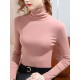 Simple 9 Colors High-Neck Long Sleeves T-Shirt Top