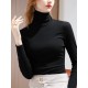 Simple 9 Colors High-Neck Long Sleeves T-Shirt Top