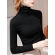 Simple 9 Colors High-Neck Long Sleeves T-Shirt Top