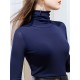 13 Colors High-Neck  Solid Color Long Sleeves T-Shirt Top