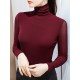 13 Colors High-Neck  Solid Color Long Sleeves T-Shirt Top