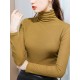 13 Colors High-Neck  Solid Color Long Sleeves T-Shirt Top