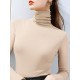 13 Colors High-Neck  Solid Color Long Sleeves T-Shirt Top