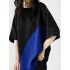 Contrast Color Batwing Sleeves Half Sleeves Round-neck T-Shirts Tops