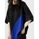 Contrast Color Batwing Sleeves Half Sleeves Round-neck T-Shirts Tops