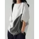 Contrast Color Batwing Sleeves Half Sleeves Round-neck T-Shirts Tops