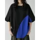 Contrast Color Batwing Sleeves Half Sleeves Round-neck T-Shirts Tops