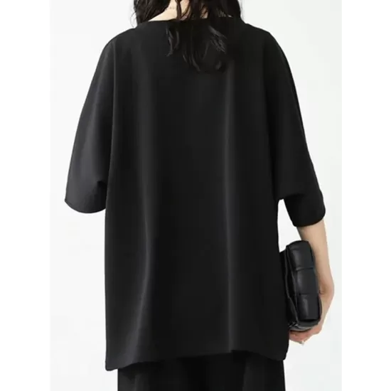 Contrast Color Batwing Sleeves Half Sleeves Round-neck T-Shirts Tops