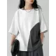 Contrast Color Batwing Sleeves Half Sleeves Round-neck T-Shirts Tops