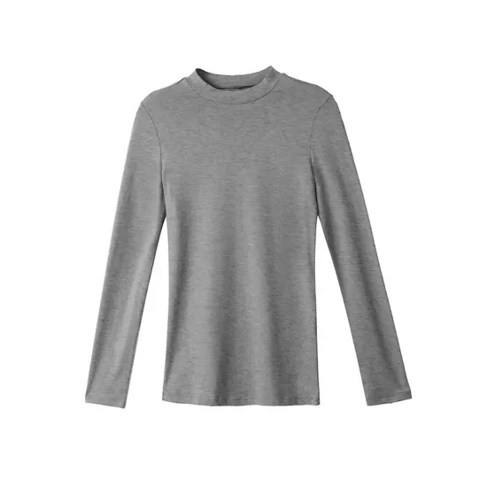 Casual Long Sleeves Skinny Solid Color Stand Collar T-Shirts