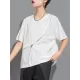 Asymmetric Split-Joint Zipper Loose Short Sleeves Round-neck T-Shirts Tops