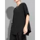 Asymmetric Solid Color Split-Joint Loose Short Sleeves Round-Neck T-Shirts Tops