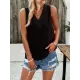 Solid Color Split-Joint Loose Sleeveless V-Neck Vest Top