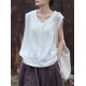 Fringed Pleated Solid Color Split-Joint Loose Sleeveless V-Neck Vest Top