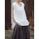 Fringed Pleated Solid Color Split-Joint Loose Sleeveless V-Neck Vest Top