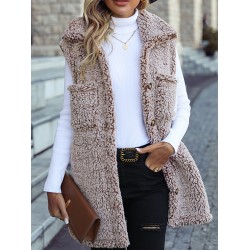 Split-Joint Velvet Loose Plus Size Lapel Vest Outerwear