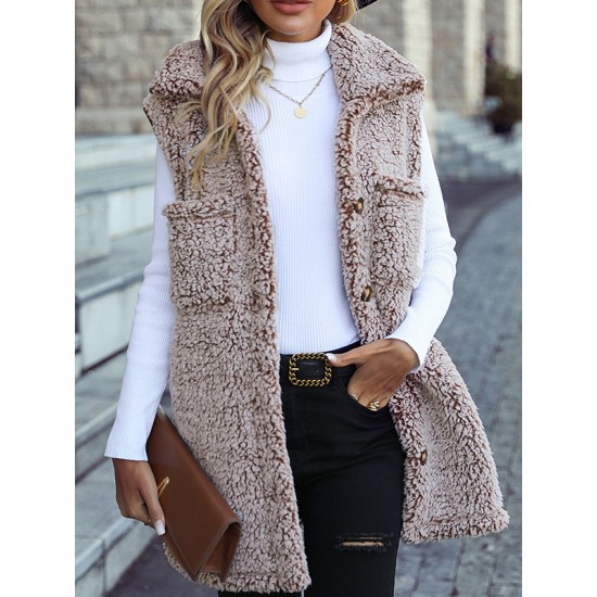 Split-Joint Velvet Loose Plus Size Lapel Vest Outerwear