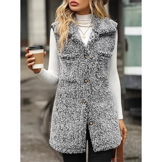 Split-Joint Velvet Loose Plus Size Lapel Vest Outerwear