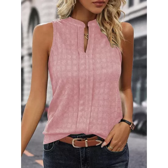 Solid Color Loose Sleeveless V-Neck Vest Top