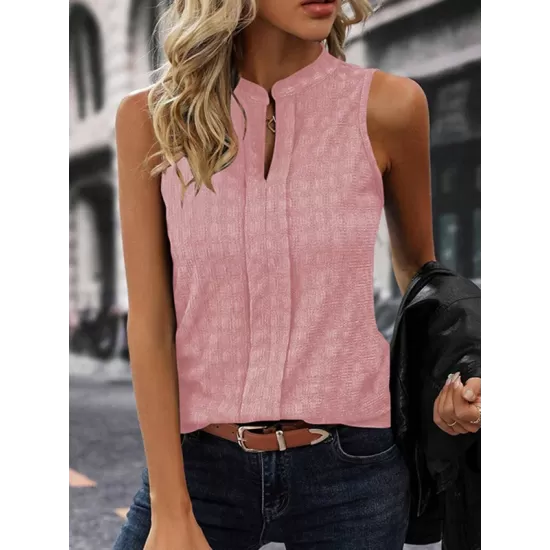 Solid Color Loose Sleeveless V-Neck Vest Top