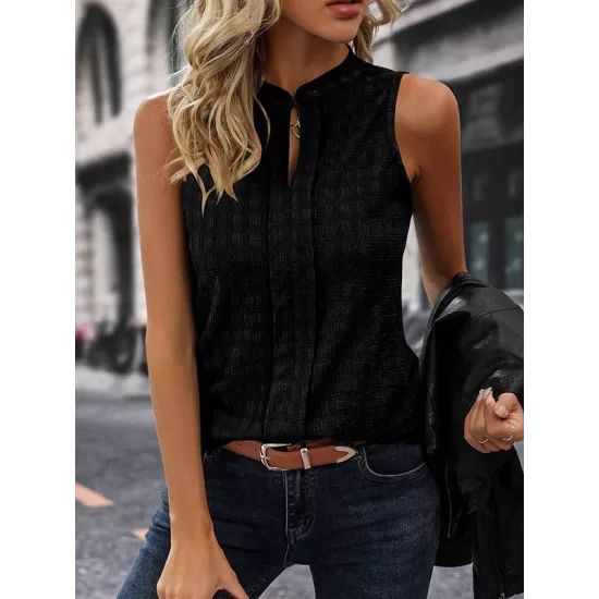 Solid Color Loose Sleeveless V-Neck Vest Top