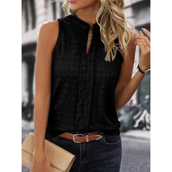 Solid Color Loose Sleeveless V-Neck Vest Top