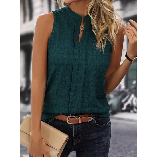 Solid Color Loose Sleeveless V-Neck Vest Top